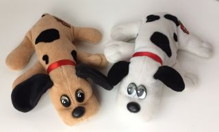 2 Vintage 1980s Tonka Small 7.  5” Pound Puppies Plush Stuffed Animals Dog