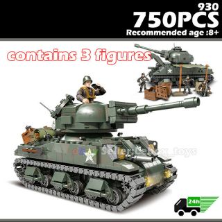 M4 Sherman Tank Building Blocks Military Army Ww2 American Vehicle Toys 750pcs