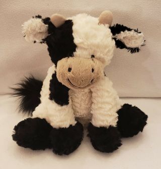 Jellycat Fuddlewuddle 9 " Plush Sitting Cow Black & White Stuffed Animal