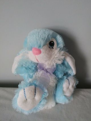Dan Dee Soft Blue & White Easter Bunny Rabbit With Bow 7 " Plush