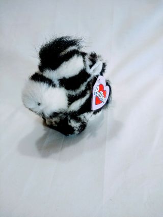 Swibco Puffkins Vintage 5 " Black & White Zack Zebra Plush Stuffed Toy 1994