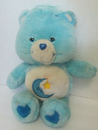 2002 Care Bears Bedtime Bear 13 " Blue Plush W/moon & Star