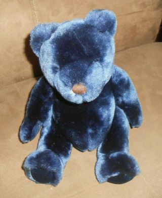 Velveto By Greek Teddy Bear 11 Inch Dark Blue Plush