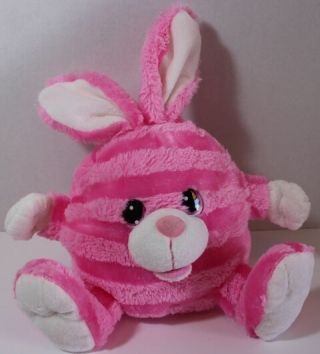 Dan Dee Fat Pink Striped Easter Bunny Rabbit Stuffed Plush Animal Soft Toy