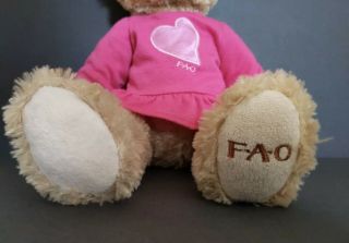 FAO Schwarz Toys R Us Teddy Bear Plush Stuffed Animal in Pink Heart Dress 2012 2