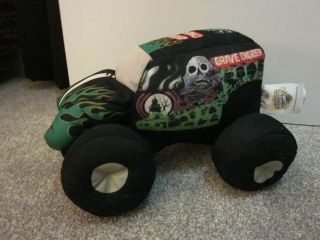 Monster Jam Grave Digger Plush 10 " Truck Soft Stuffed Plush Pillow Toy Champion