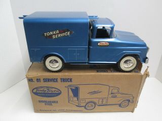 1960 - 61 Tonka 01 Service Truck With Rare Blue Ladder - Near