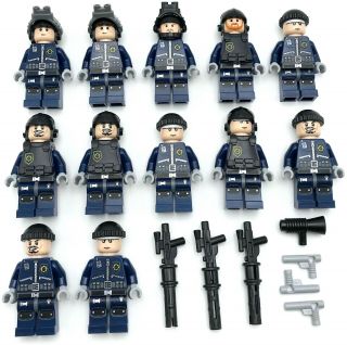 Lego 12 Swat Team Police Minifigures Men People With Guns Weapons