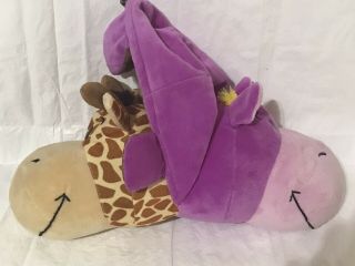 Flip A Zoo Ava Hippo/geo Giraffe Plush Stuffed Animal Flipazoo