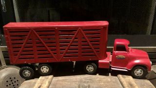 1956 Tonka Livestock Semi Truck & Trailer Toy