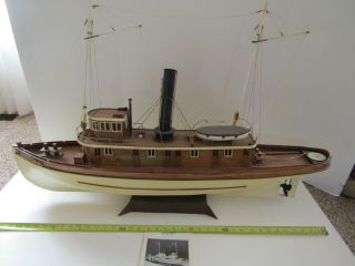 Huge Vintage Ship Boat Wood Wooden Model Kit Built Display The Seguin Tugboat