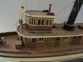 HUGE VINTAGE SHIP BOAT WOOD WOODEN MODEL KIT BUILT DISPLAY THE SEGUIN TUGBOAT 4