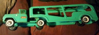 Buddy L Car Transport Truck Pressed Steel Toy Green 1960’s Large