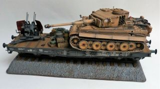 1/35 – German – Tiger I On Flatbed With Flak 38,  Stowage - Built/painted Model