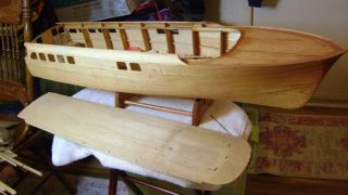 Old 38 - 39 " Chris Craft Style Cruiser Wood Toy Boat W/ Wood & Metal Parts