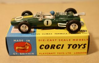 Corgi Toys No.  155 Lotus - Climax Formula 1 Racing Car & Boxed With Leaflet.