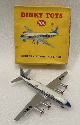 Vintage Diecast Dinky Toys No.  706 Vickers Viscount Airplane Airliner & Box