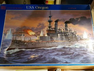 Glencoe 1/225 Uss Oregon Battleship,  Bonus Wood Deck,  Reference Book Pleaseread