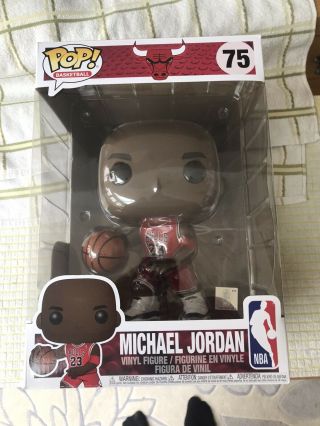 Funko Pop Vinyl Michael Jordan 75 10” Chicago Bulls Nba Basketball Sport Figure