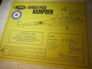 British Handley Page Hampden Aircraft 1/48 Scale Vacuform Model Kit Started