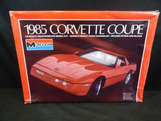 Vintage Monogram 1985 Corvette Coupe 1/8 Scale Model Kit 2608 Red/black
