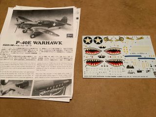 1/32 Hasegawa P - 40E/K W/extras (cockpit Started) Read Entire Description 2