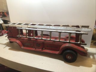 G.  M.  C.  " Extension Ladder Fire Truck Trailer Only Press Steel 1950s By Buddy - L