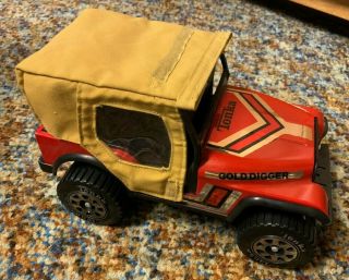 Vintage Tonka Gold Digger Red Jeep Truck Made In Usa With Cloth Cover