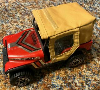 Vintage Tonka Gold Digger red Jeep truck Made in USA WITH CLOTH COVER 2