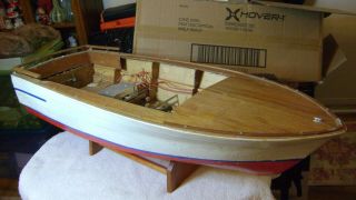 Old B/o 32 " Chris Craft Style Cruiser Wood Toy Boat / Twin Dumas Motors