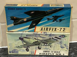 Airfix 1/72 Hawker Hunter F.  6 & Fairey Firefly Mk.  V,  Red Stripe Type 3 Box Issue