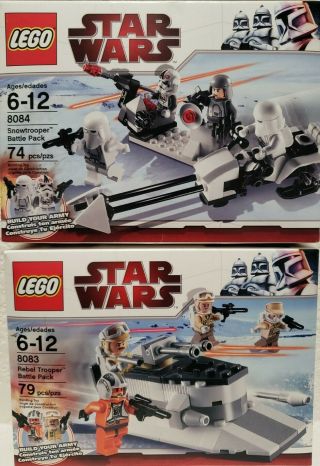 Lego Star Wars Rebel Trooper & Snowtrooper Battle Packs 8083 8084 Hoth Empire