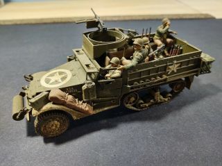 Built - Up 1/35 Scale Wwii Us Army Half Track & Soldiers Model Built - Up