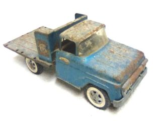 Vintage 1960s Tonka Farms Stake Flat Bed Truck Pressed Steel Farm Toy