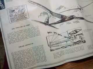 Cleveland Condor 6 Ft.  Glider Balsa Wood Model 1947 E - 19 Kit 3