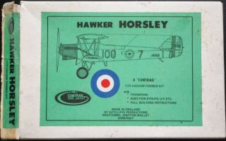Vintage 1:72 Scale Contrail Hawker Horsley Vacuum Formed Plastic Model Kit