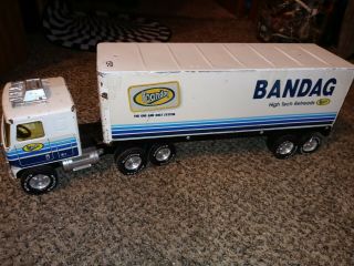 Vintage 1980s Nylint 1/25 Bandag Semi Truck & Trailer Pressed Steel Toy