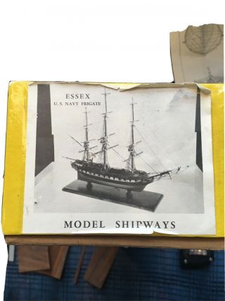 Model Shipways Essex 32 Gun Frigate Wooden Model Ship Scale 5/64 " 1ft Vintage