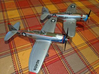 (2) Vintage Old Built 1/48 Ww2 P - 47 Thunderbolt Air National Guard Ga Mass Model