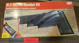 Vintage 1991 Testors B - 2 Stealth Bomber,  Model Kit 4076,  1:72 Scale