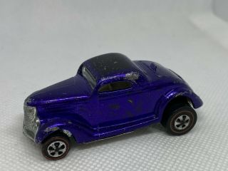 Hot Wheels Redlines - Us Purple 36 Ford Coupe,  White Interior,  9 Button Seat