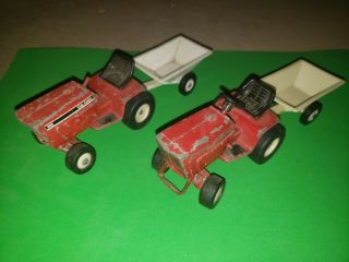 Pair (2) Ertl 1/16 Ih Cub Cadet 682 Lawn Tractors Mowers And Carts