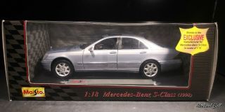 1/18 Maisto 1998 Mercedes - Benz S - Class 4 Door Sedan Silver W/gray Interior W/box