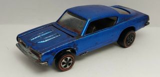 CUSTOM BARRACUDA - Blue w/Gray Int. ,  1968 US Vintage Hot Wheels REDLINE 2