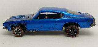 CUSTOM BARRACUDA - Blue w/Gray Int. ,  1968 US Vintage Hot Wheels REDLINE 3