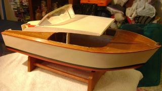 Old 22 " Chris Craft Style Wood Toy Boat Cabin Cruiser / Kit Built - 1950s/1960s