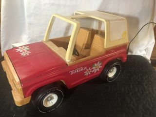 Vintage 1970s Tonka Pink Daisy Flower Girl Bronco Jeep Car - Barbie Doll Size