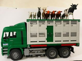 Bruder Man Tga 41.  440 Livestock Cattle Hauler Truck Trailer