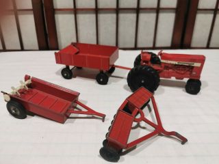Ertl Farmall International Harvester Diecast 656 Red Tractor With Tiller