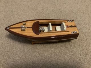 Vintage Wooden Wood Chris Craft Speedboat 9 1/2” Model Boat Continental Capri